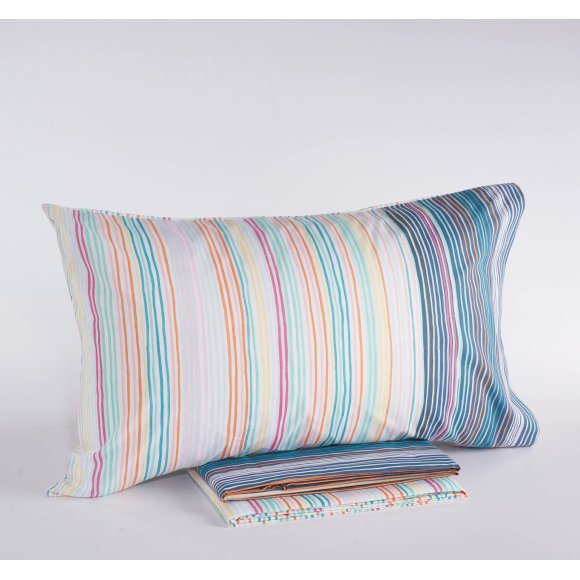 VIA ROMA 60 - COMPLETO LENZUOLA SINGOLO "RAINBOW" - BLU
