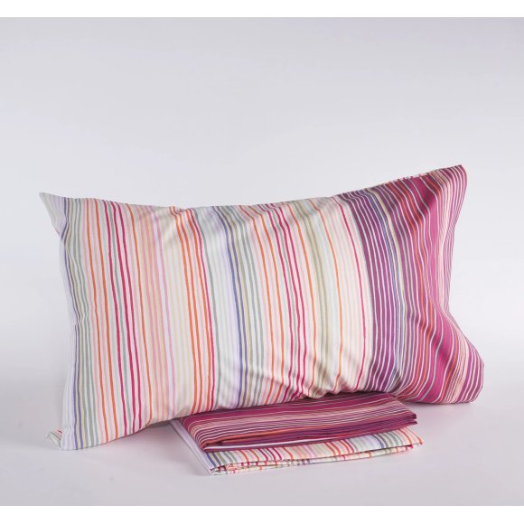 VIA ROMA 60 - COMPLETO LENZUOLA SINGOLO "RAINBOW" - ROSA