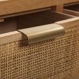 TAVOLO BASSO CON TRE CASSETTI IN LEGNO RATTAN
