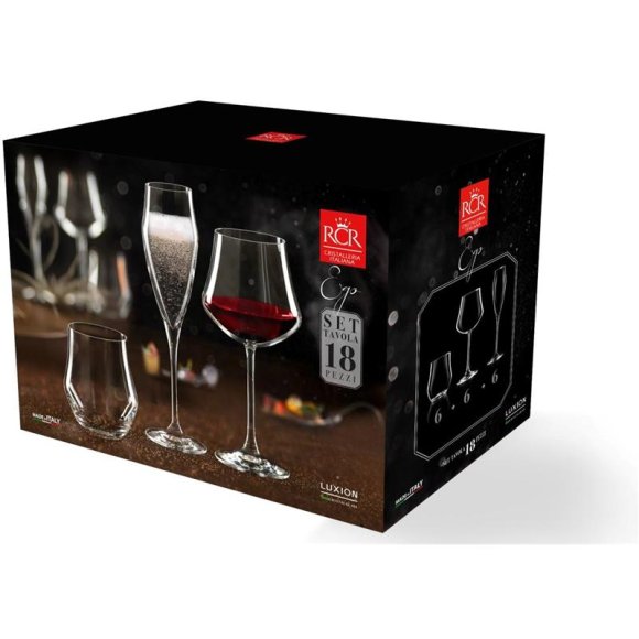 SET 18 PEZZI LINEA EGO 12 CALICI + 6 BICCHIERI