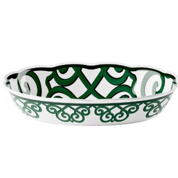 GUZZINI NATALE RISOTTIERA HARMONIA IN MELAMINA BIANCO E VERDE 32,4x23,3xh6,8 CM