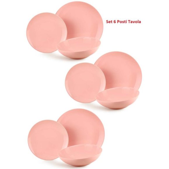 Servizio Piatti 18 Pezzi Porcellana - Rosa
