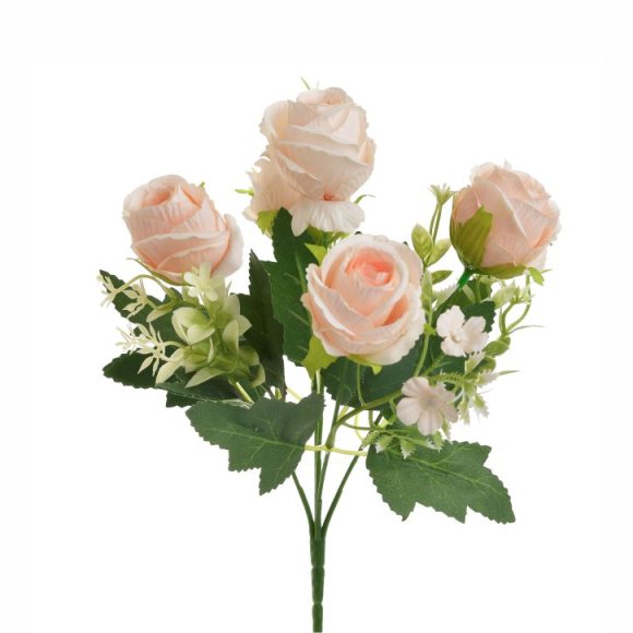 BOUQUET DI FIORI ARTIFICIALI ROSA - 25 CM