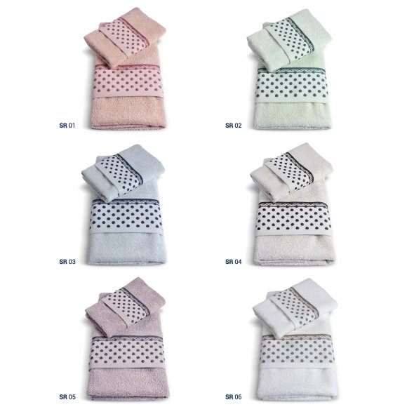 VINGI - COPPIA ASCIUGAMANI SPUGNA "SABRINA" - COLORI ASSORTITI