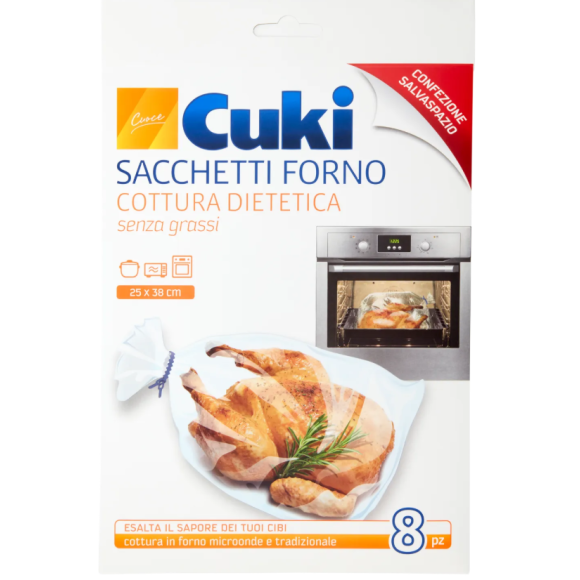 Cuki Cuoce Sacchetti Forno Cottura Dietetica senza grassi 25 x 38 cm 8 pz