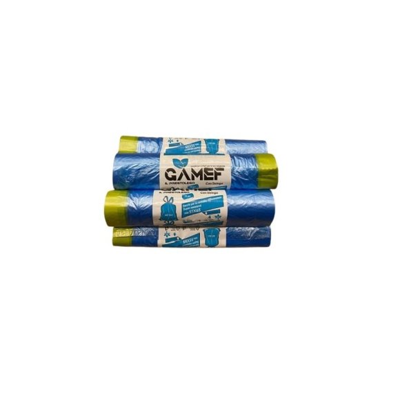 SACCHI PER RACCOLTA DIFFERENZIATA RESISTENTI 55X65 AZZURRI CON STRINGA 40 LITRI