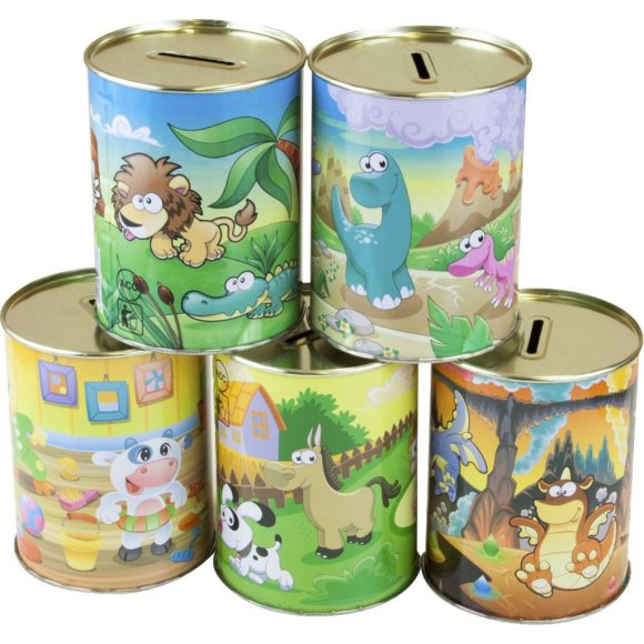 ​​​​​​​SALVADANAIO MINI IN LATTA - DECORI ASSORTITI