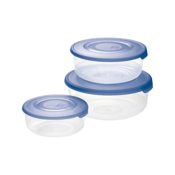 FRIGO BOX TONDO 3 PEZZI TRASPARENTE - COPERCHIO AZZURRO