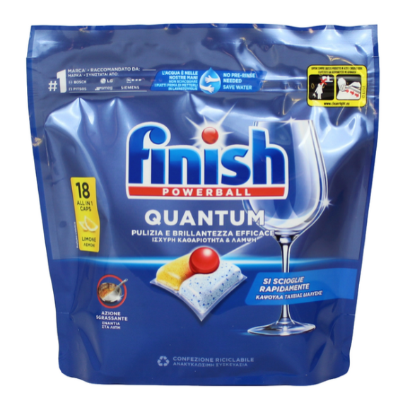 FINISH PASTIGLIE PER LAVASTOVIGLIE QUANTUM ALL IN 1 18 TABS LIMONE