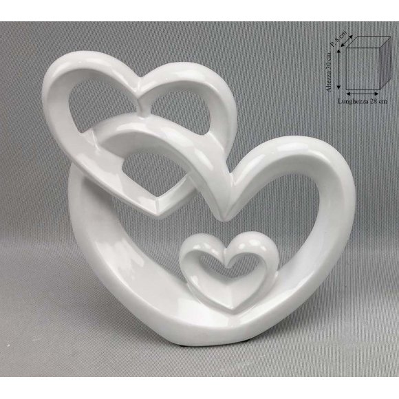 SCULTURA TRE CUORI - BIANCO