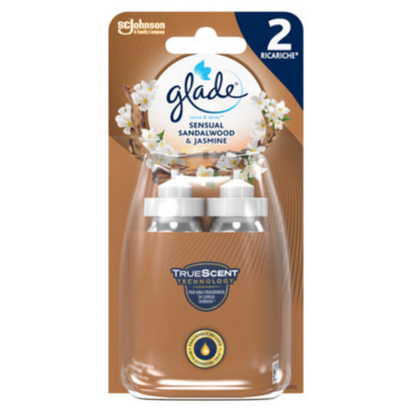 GLADE SENSE & SPRAY AUTOMATICO SANDALWOOD & JASMINE 2 RICARICHE DA 18 ML