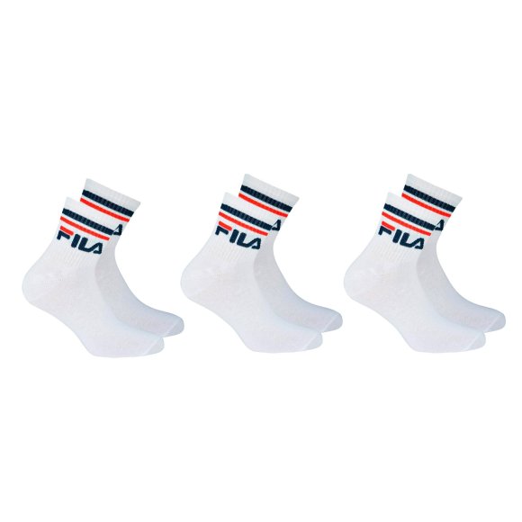FILA - SET 3 PEZZI CALZINI UNISEX COTONE COD. F9398 - BIANCO