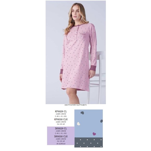 KAREL PIU'-CAMICIA NOTTE  MANICA LUNGA SK9029CL -(AZZURRO POLVERE)