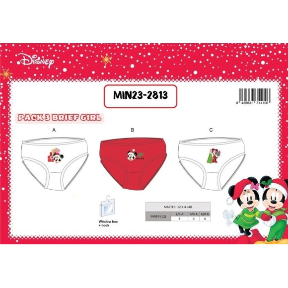 SET 3 SLIP MINNIE - TAGLIA DA 2 A 6 ANNI