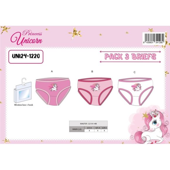 SET 3 SLIP UNICORNO - TAGLIA DA 2 A 8 ANNI