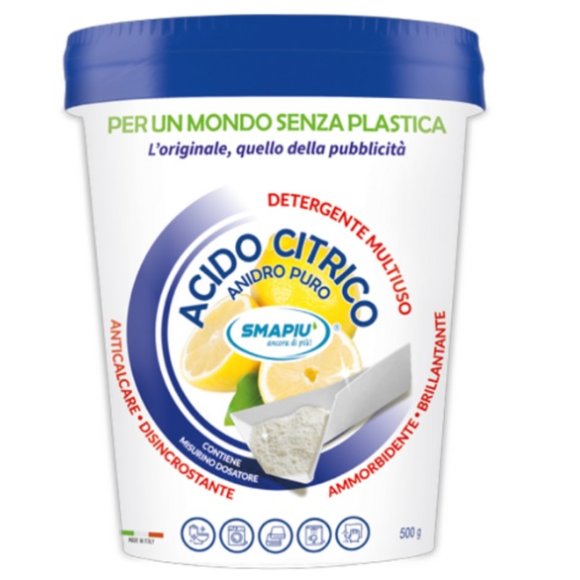 SMAPIU ACIDO CITRICO ANIDRO PURO IN POLVERE BARATTOLO CARTA - 500 GR SMAPIU ACIDO CITRICO ANIDRO PURO IN POLVERE BARATTOLO CARTA - 500 GR