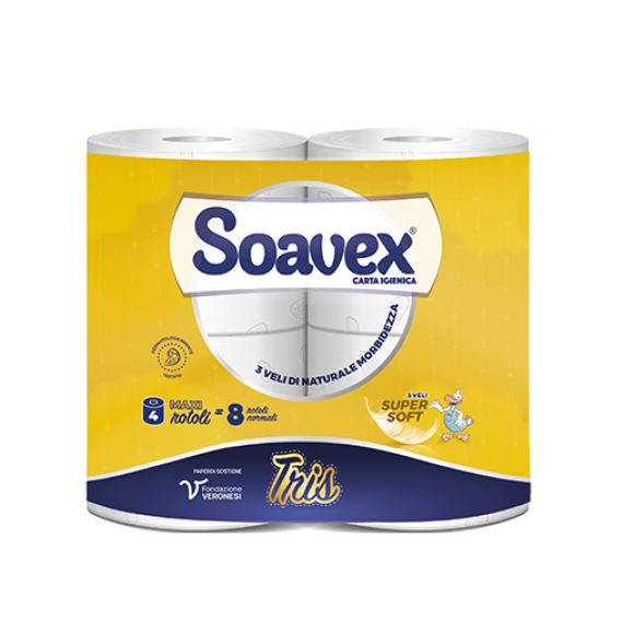 Carta Igienica Soavex 4 Rotoli 3 Veli Oro