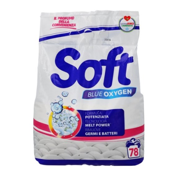 SOFT DETERSIVO BUCATO LAVATRICE IN POLVERE BLUE OXYGEN SACCO 78 MISURINI- 3,900 KG 
