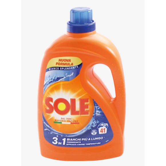 SOLE DETERSIVO LIQUIDO BUCATO LAVATRICE BIANCO SPLENDENTE 41 LAVAGGI LT 1,845