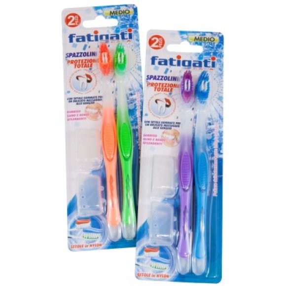 SPAZZOLINO DENTI 2 PEZZI CON COPRI SETOLE - COLORI ASSORTITI