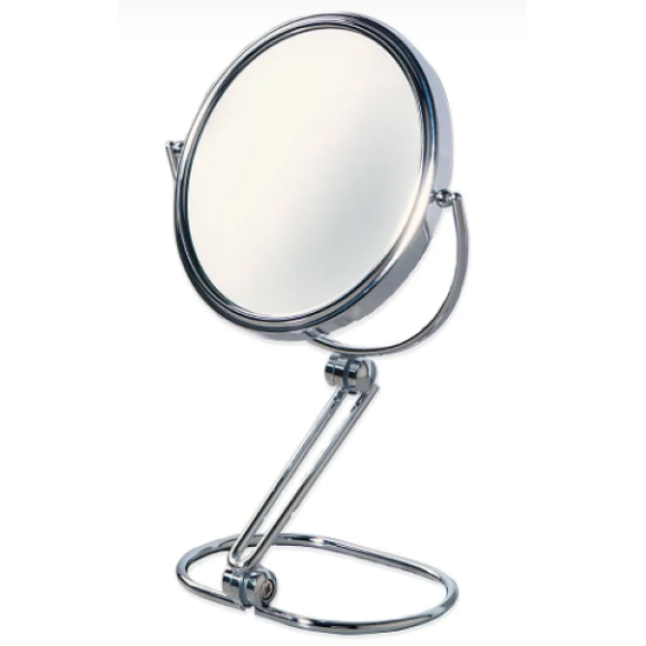 SPECCHIO INGRANDITORE PER TRUCCO IN METALLO CROMATO 18X5XH21