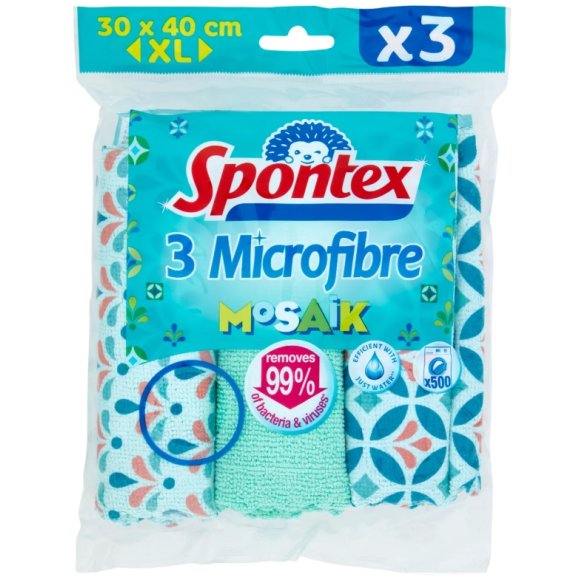 SPONTEX MICROFIBRE 3 PANNI MOSAIK 36x38 CM