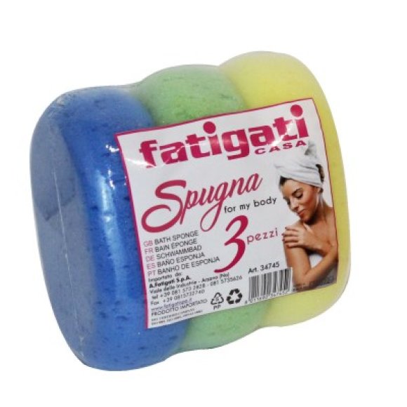 SPUGNA BAGNO OVALE 3 PEZZI - COLORI ASSORTITI