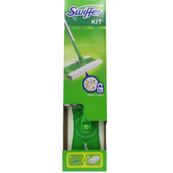 SWIFFER KIT SISTEMA CATTURA POLVERE COMPLETO 1 BASTONE + 8 PANNI
