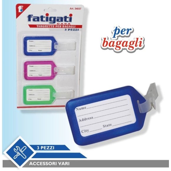 TARGHETTE PER BAGAGLI - COLORI ASSORTITI