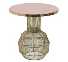 TAVOLINO METALLO 45X48 ROSA E ORO