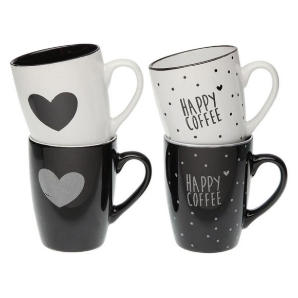 TAZZA CUORI - MODELLI ASSORTITI BIANCO/NERO