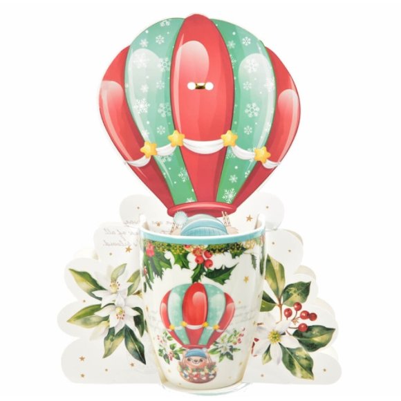 NATALE -TAZZA IN PORCELLANA IN CONFEZIONE- MONGOLFIERA