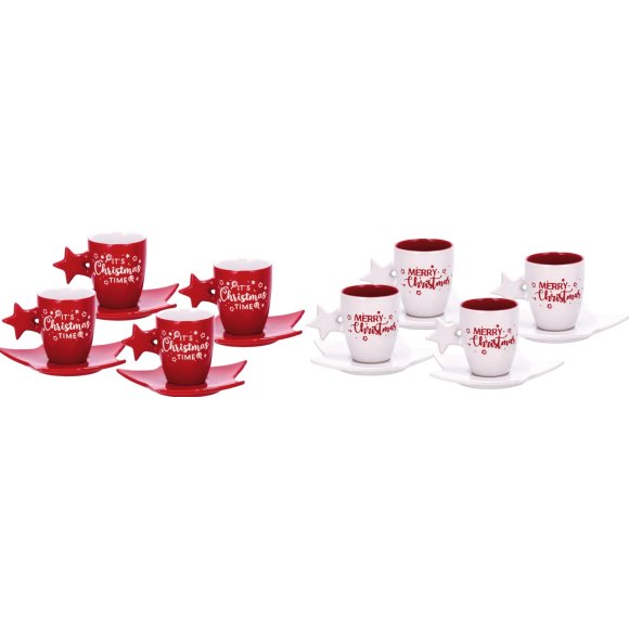 NATALE-SERVIZIO CAFFE' IN CERAMICA X4PERS. - COLORI ASSORTITI