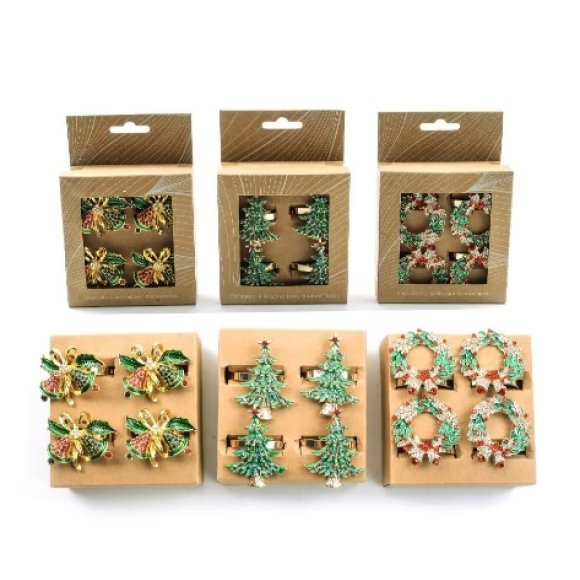 NATALE -SET 4 PORTATOVAGLIOLI NATALIZI NATALE -SET 4 PORTATOVAGLIOLI NATALIZI