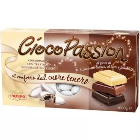 Crispo - Confetti Ciocopassion Tre strati di Cioccolato 1 Kg - Bianchi