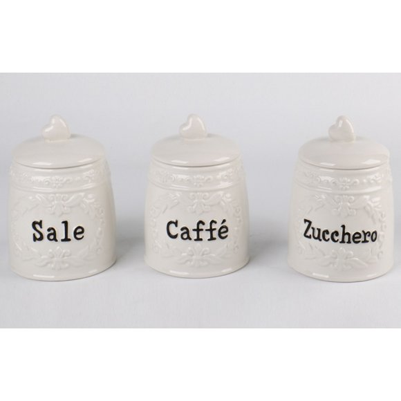 SET 3 BARATTOLI IN CERAMICA - BIANCO