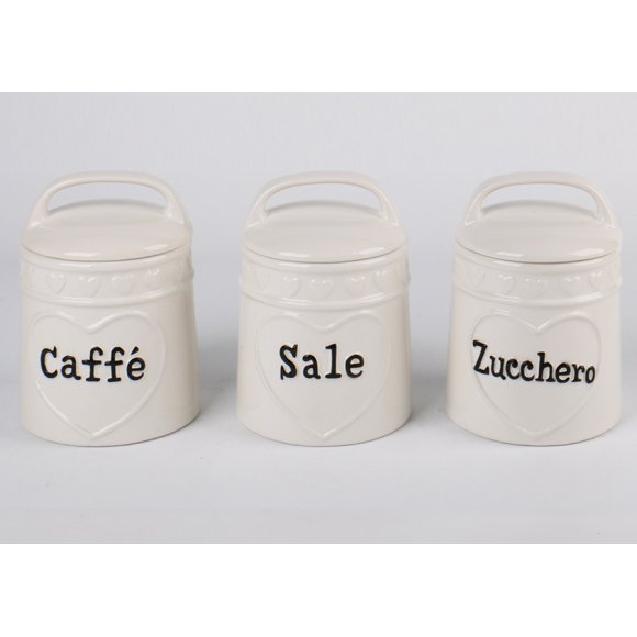 SET 3 BARATTOLI IN CERAMICA - BIANCO