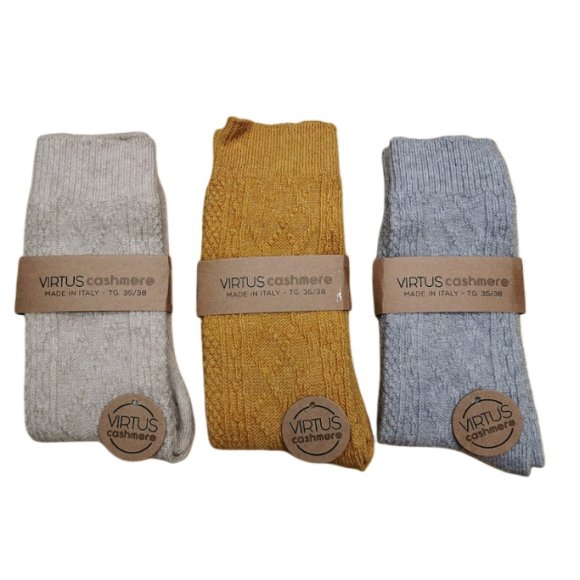 VIRTUS-CALZINO DONNA IN CASHMERE ART.V525-COLORI ASSORTITI