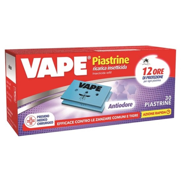 VAPE PIASTRINE ANTIZANZARE ANTIODORE - 30 PEZZI