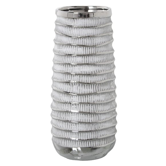 VASO IN CERAMICA BIANCO E ARGENTO