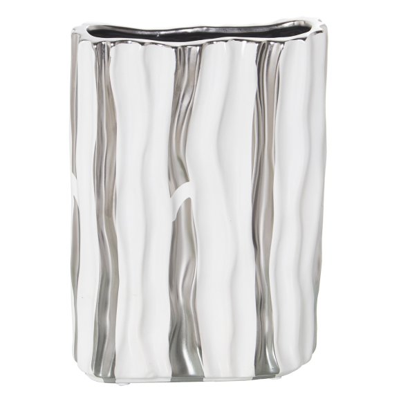 VASO CERAMICA ARGENTATO E BIANCO