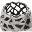 VASO IN CERAMICA BIANCO E ARGENTO 29 CM