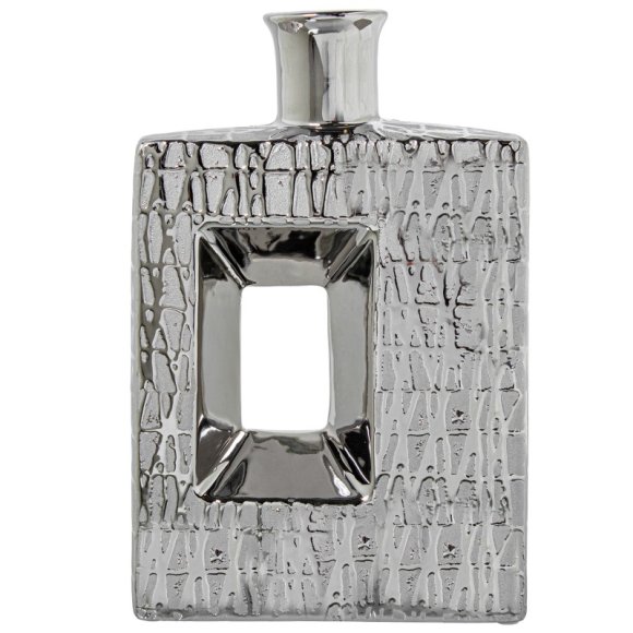VASO CERAMICA BIANCO E ARGENTO 28 CM