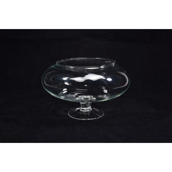 VASO CON PIEDE IN VETRO TRASPARENTE 