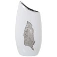 VASO CERAMICA FOGLIA ARGENTO-BIANCO 39 CM