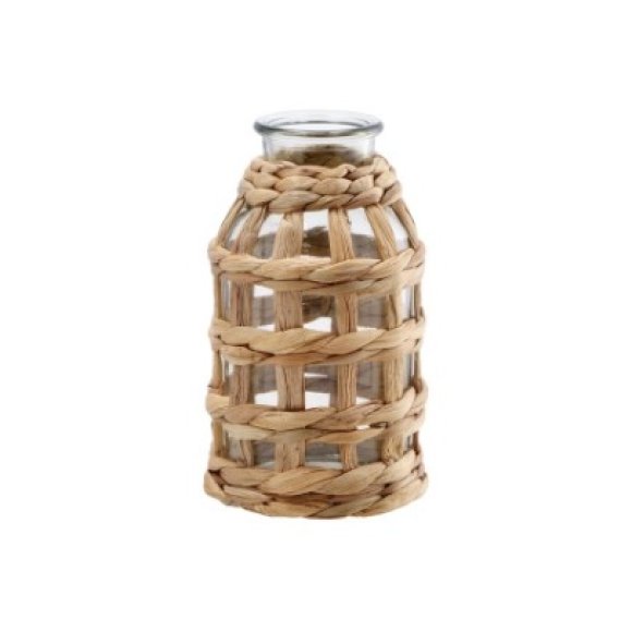 VASO IN VETRO E FIBRA NATURALE