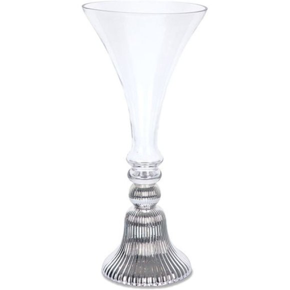VASO IN VETRO CON BASE ARGENTATA