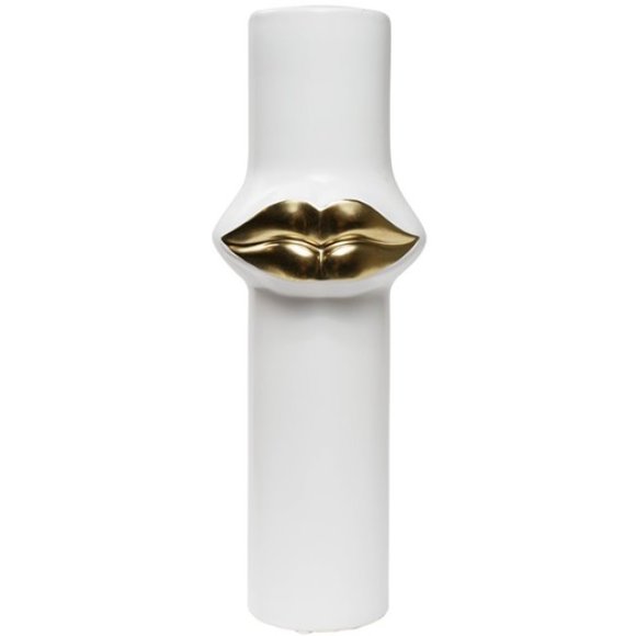VASO IN CERAMICA LABBRA BIANCO E ORO