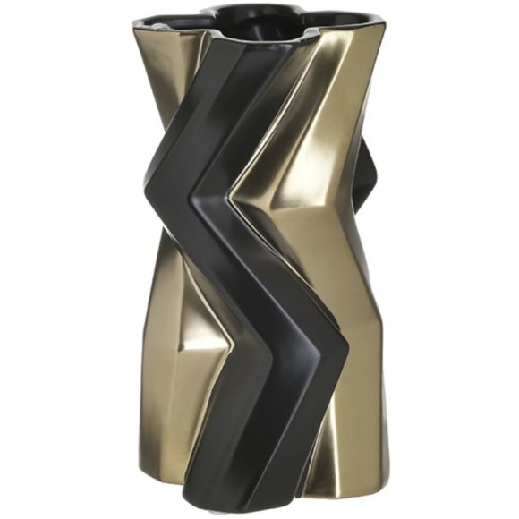 VASO IN CERAMICA NERO E ORO