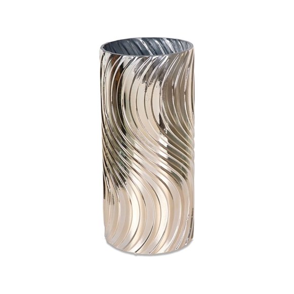 VASO IN VETRO DORATO 30CM